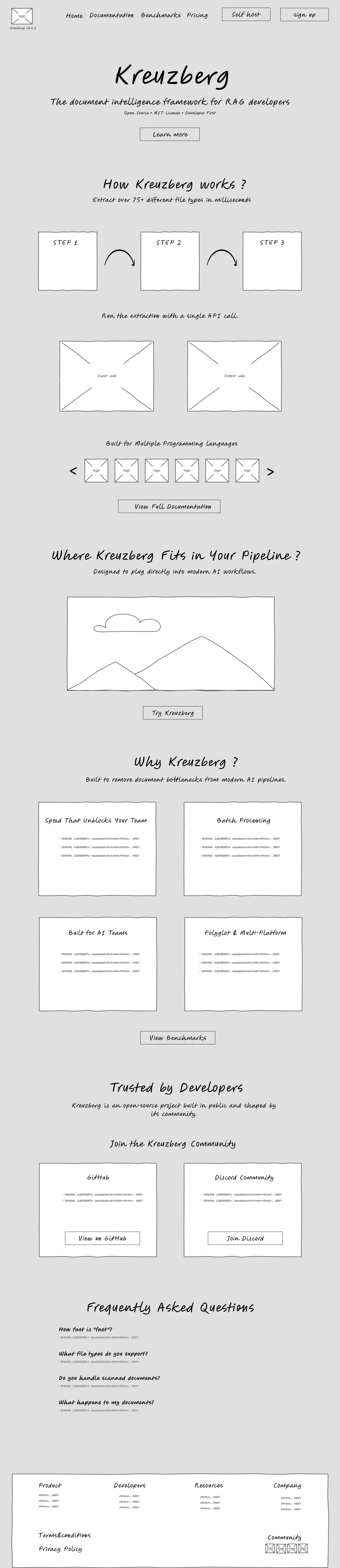 Lo-fi landing page wireframe