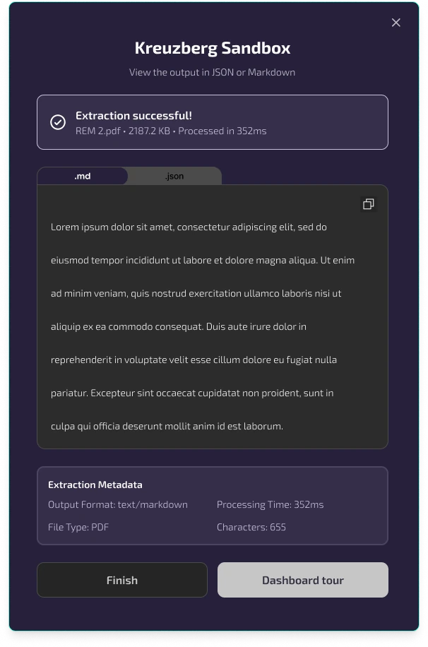 Sandbox: the aha moment screen