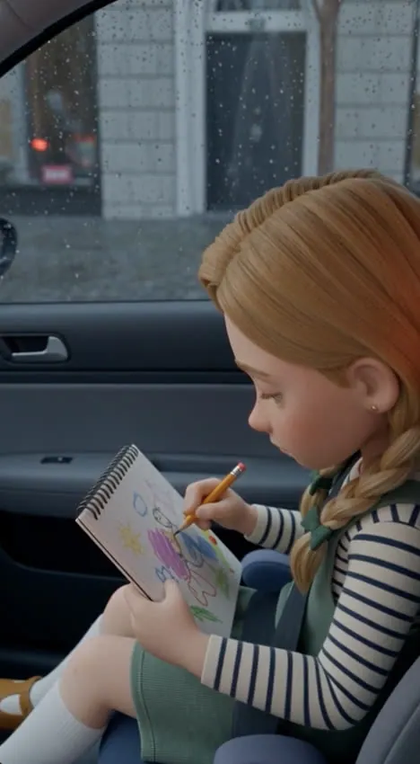Mia drawing a bright invented picture that should not be visible